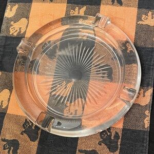 Clear Glass Ashtray with Starburst Design